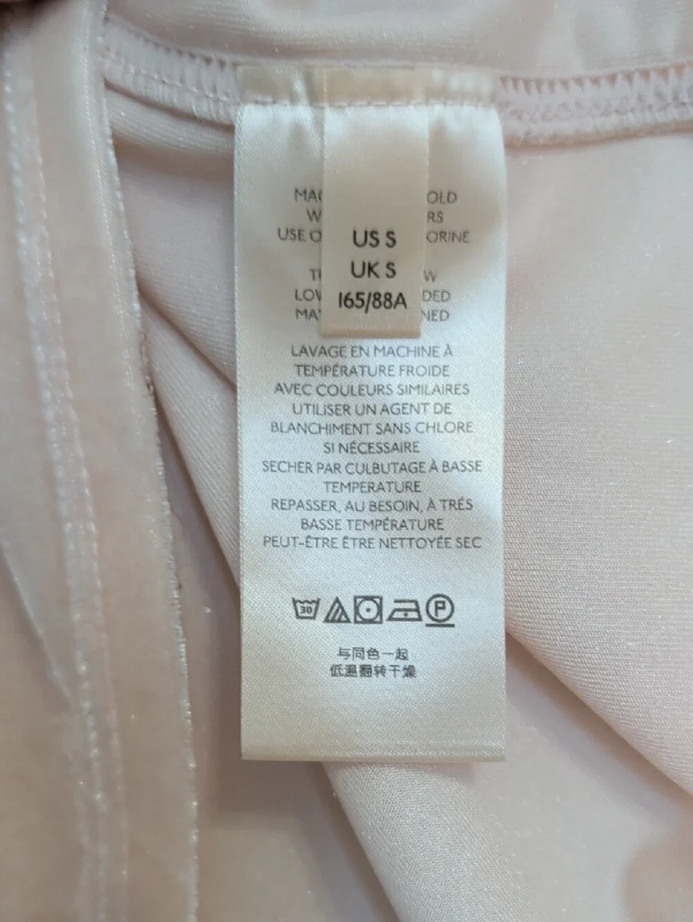 Free People Claudia Pale Blush Puff Sleeve Mock Neck Velvet Top Size S
